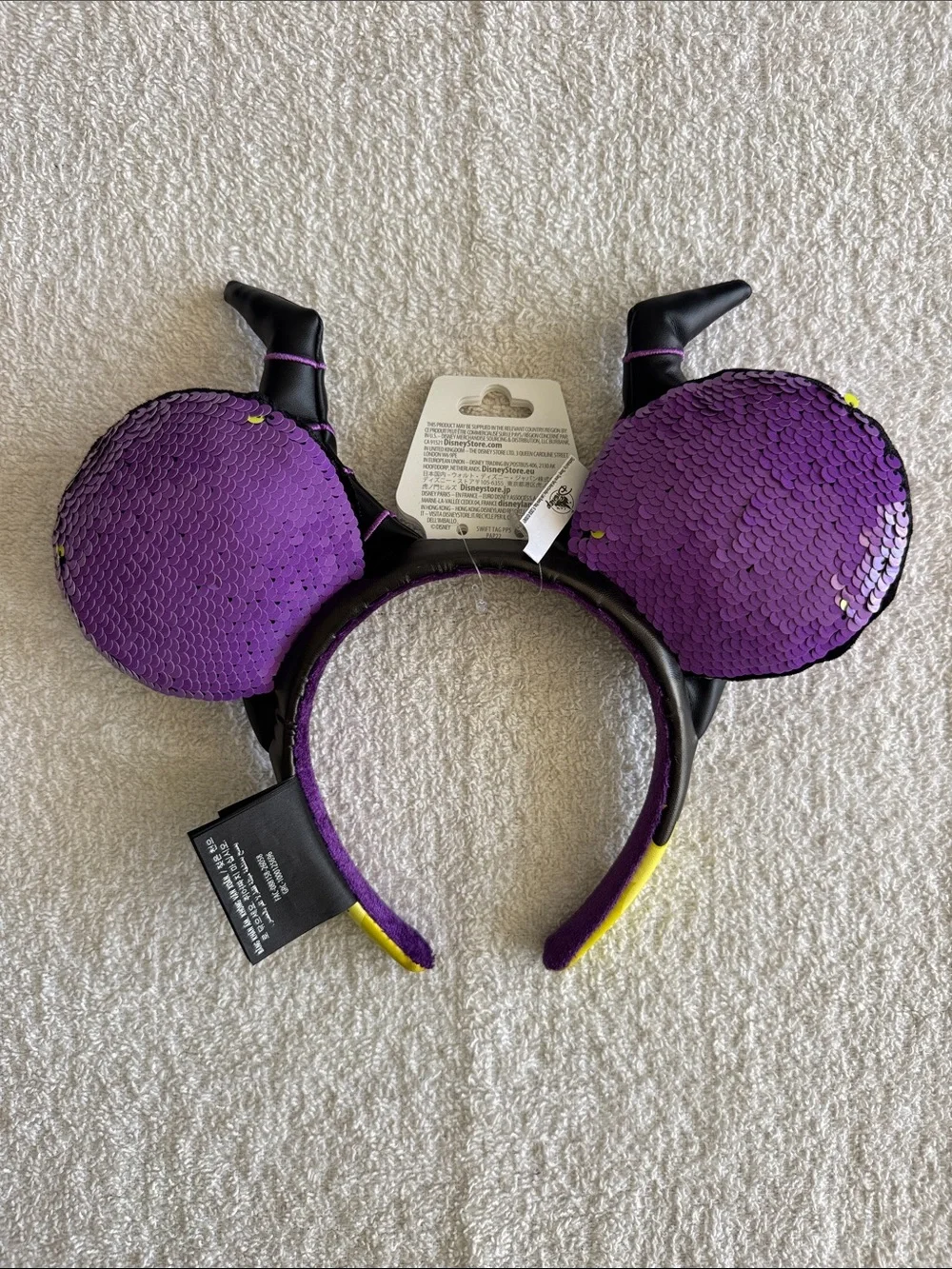 Disney Black and Purple Maleficent Reversible Sequin Horns Ears Headband